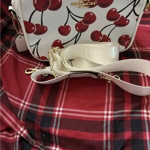 Coach Cherry Print Crossbody Bag - White and Red
